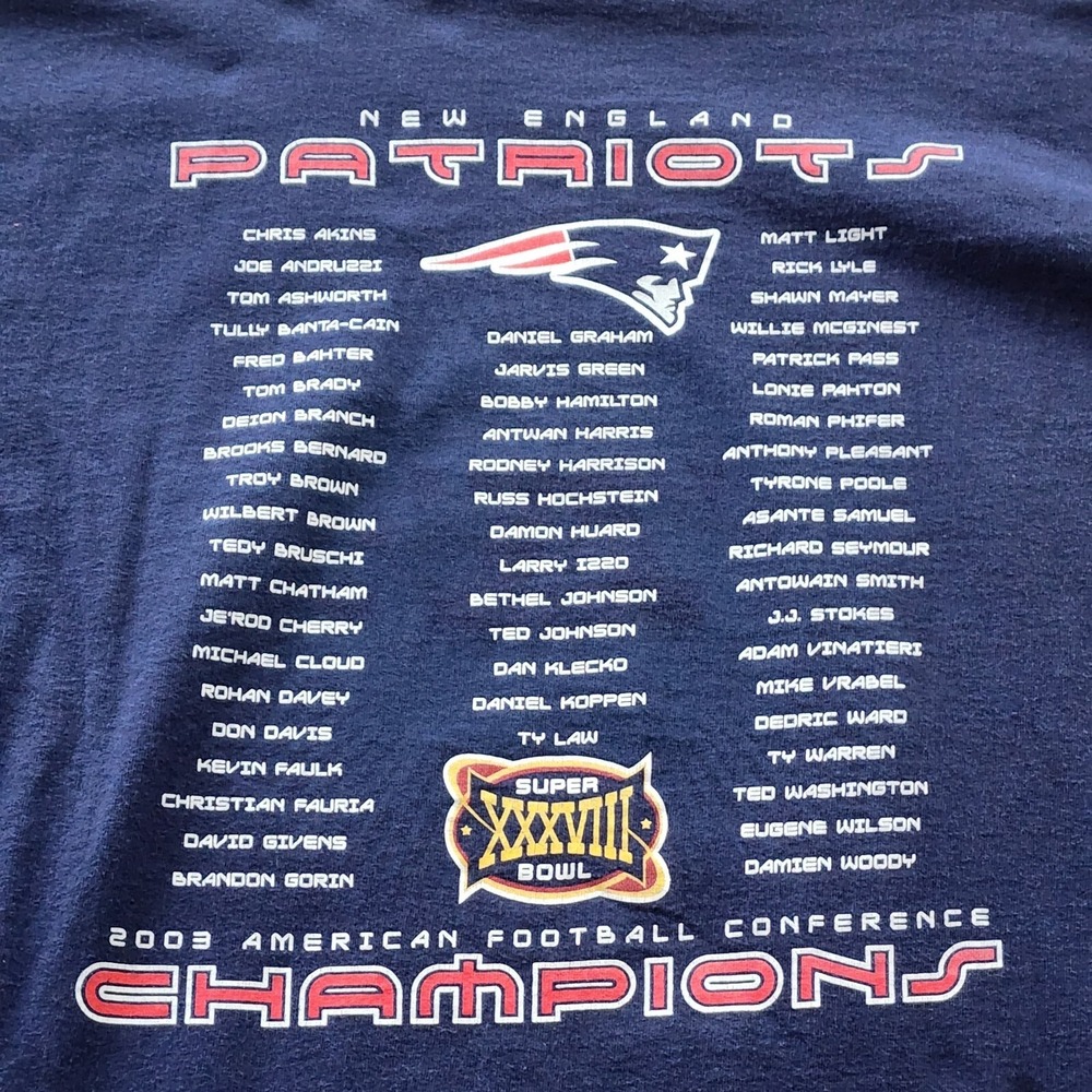 Vintage '03 New England Patriots 2003 AFC Champions Longsleeve Shirt Brady Team - Picture 8 of 11